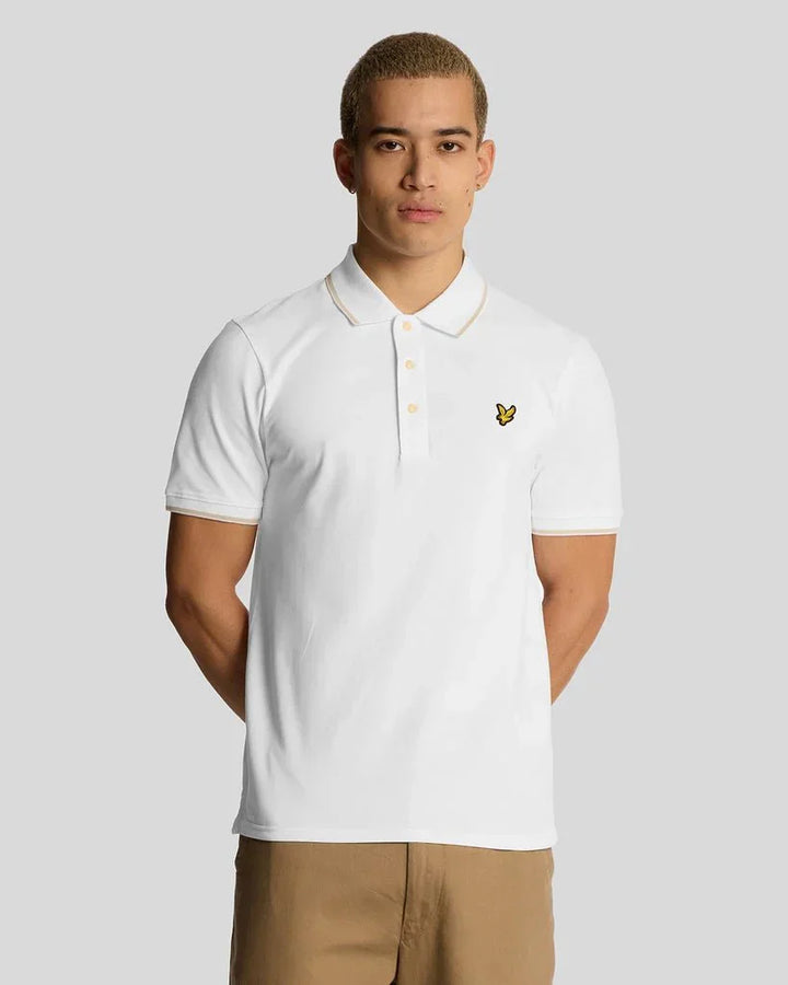 Lyle & Scott Tipped Polo Shirt White/Soft Matcha image 4