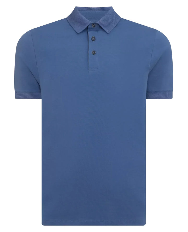 Remus Uomo Short Sleeve 3 Button Polo Shirt Blue image 2