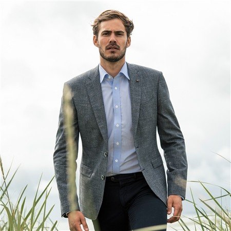 Magee Liffey Micro Puppytooth Jacket In Blue