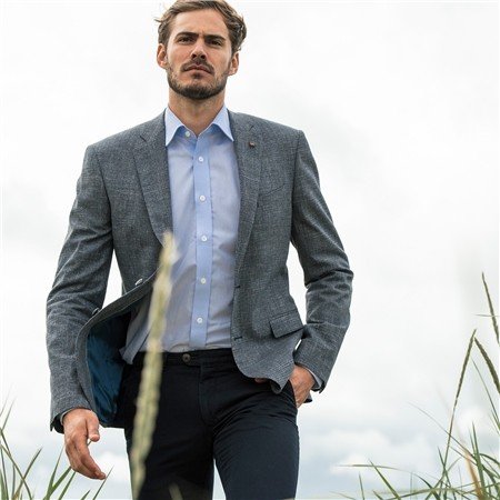 Magee Liffey Micro Puppytooth Jacket In Blue