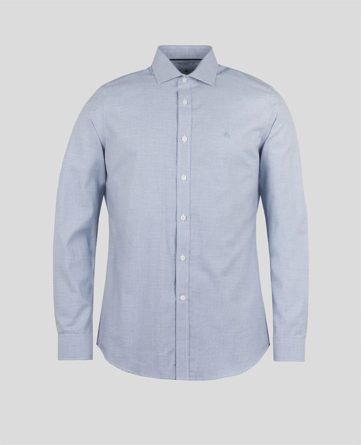 Magee Dunross Shirt Blue Houndstooth