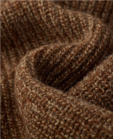 Magee Fionn Fisherman Rib 1/4 Zip Jumper in Earthy Brown