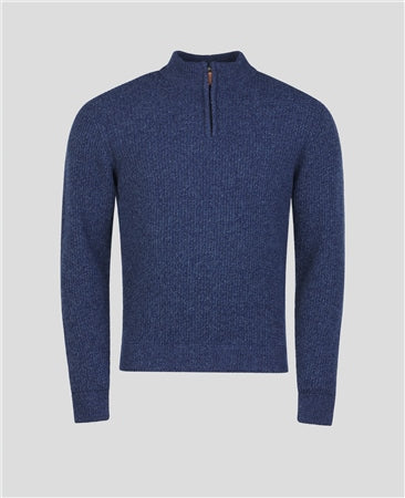 Magee Fionn Fisherman Rib 1/4 Zip Jumper in Navy Blue