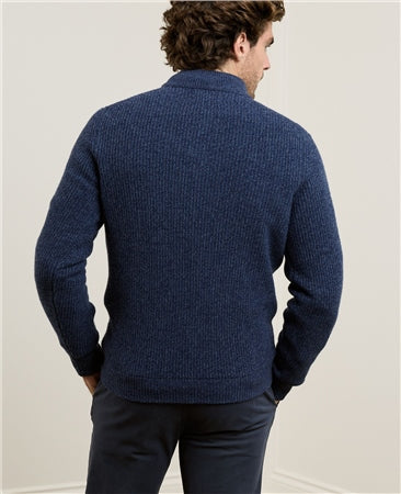 Magee Fionn Fisherman Rib 1/4 Zip Jumper in Navy Blue