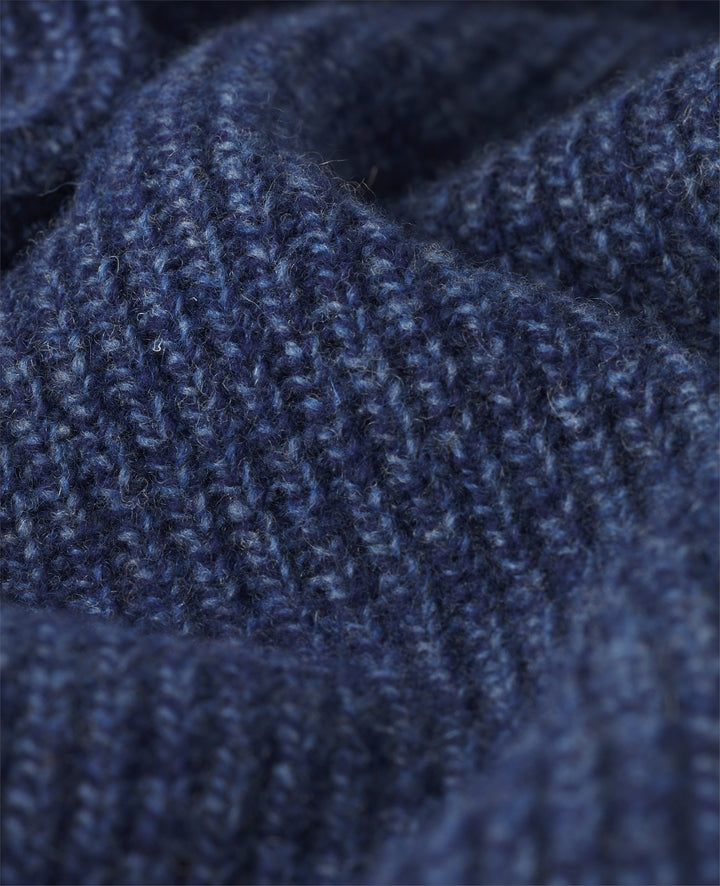 Magee Fionn Fisherman Rib 1/4 Zip Jumper in Navy Blue