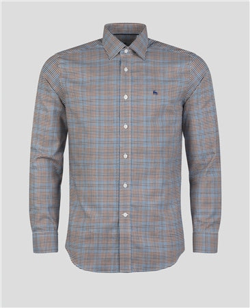 Magee Tullagh Cotton Shirt in Blue & Brown Check