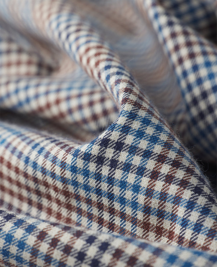 Magee Tullagh Cotton Shirt in Blue & Brown Check