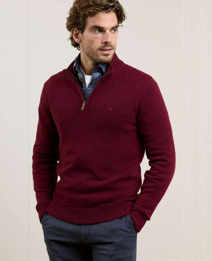 Magee Lunnaigh Lambswool 1/4 Zip Burgandy