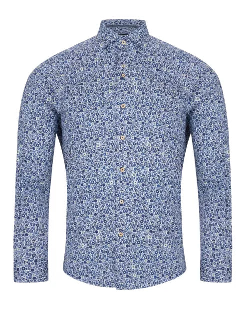 Remus Uomo Dark Blue Seville Long Sleeve Semi-Formal Shirt image 1