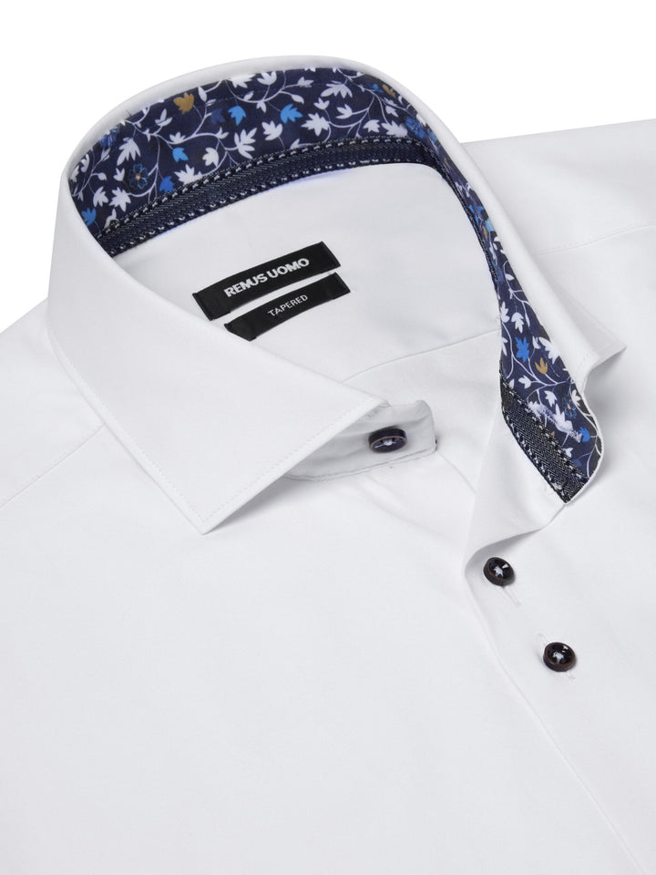 Remus Uomo White Seville Long Sleeve Semi-Formal Shirt