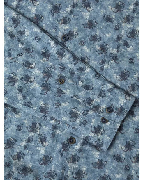 Remus Uomo Blue Seville Long Sleeve Semi-Formal Shirt