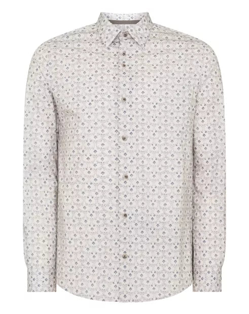 Remus Uomo Stone Regular Long Sleeve Semi-Formal Shirt