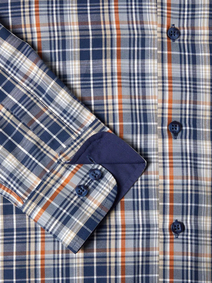 DG's Drifter Check Casual Shirt Dark Blue