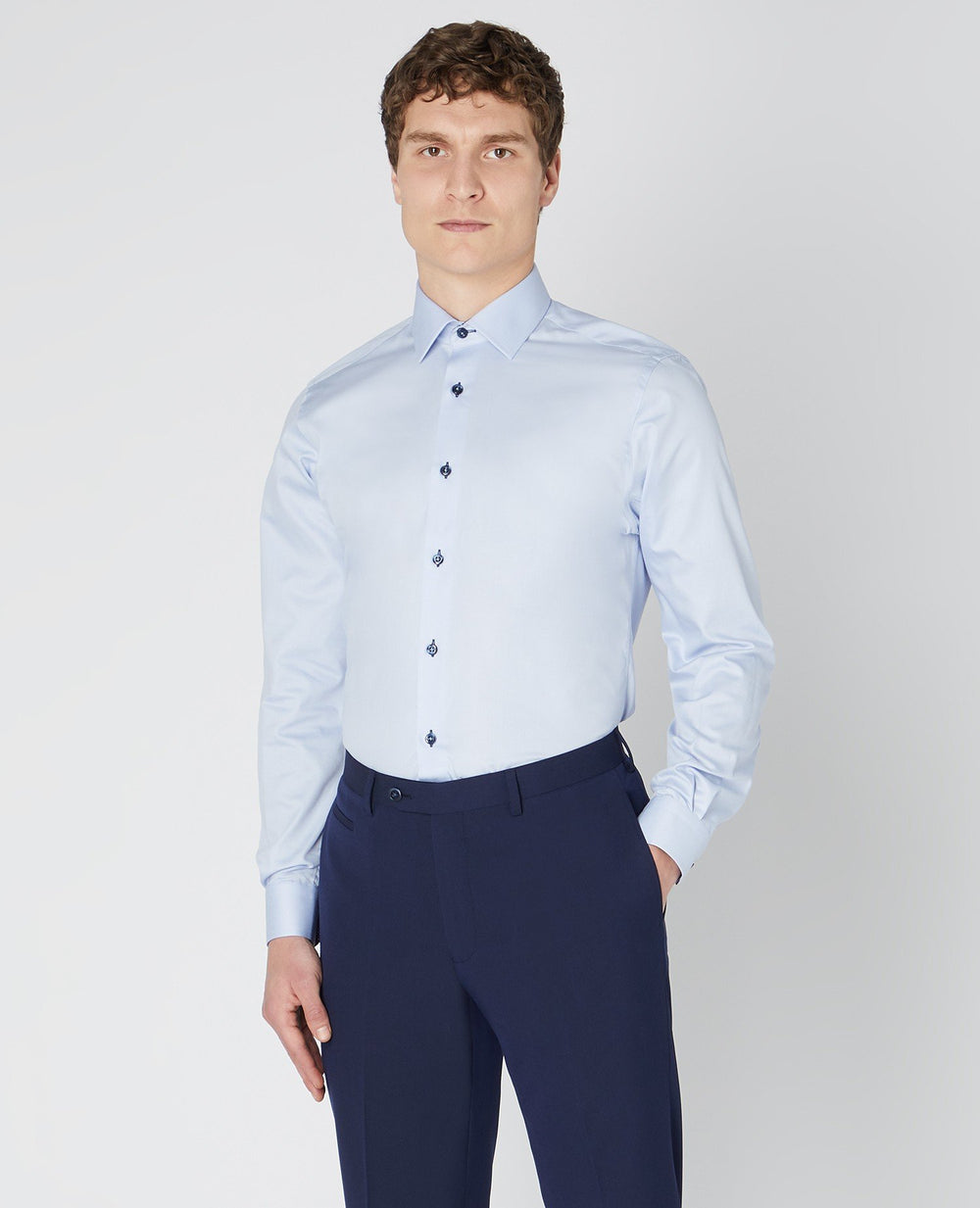 Remus Uomo Sky Blue Seville Long Sleeve Formal Shirt