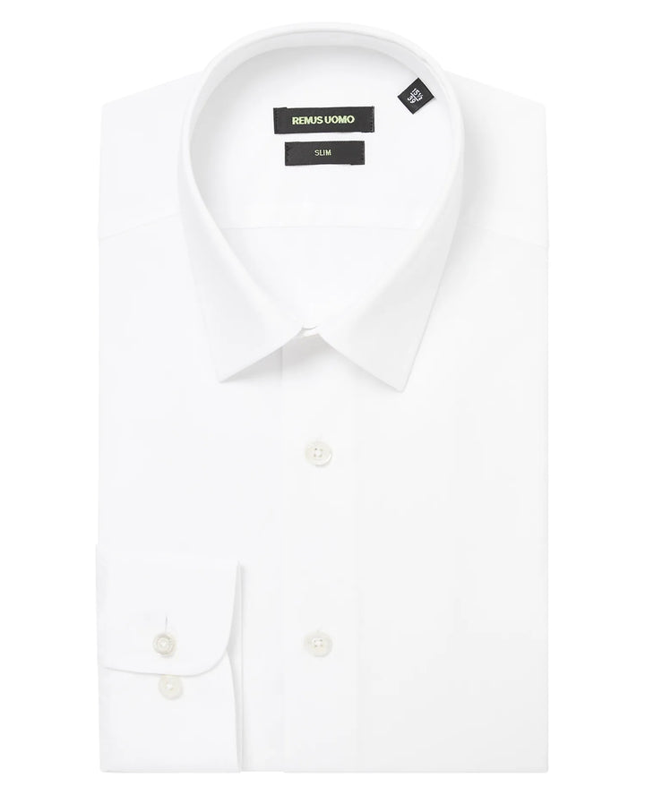 Remus Uomo Long Sleeve Slim Formal Shirt White