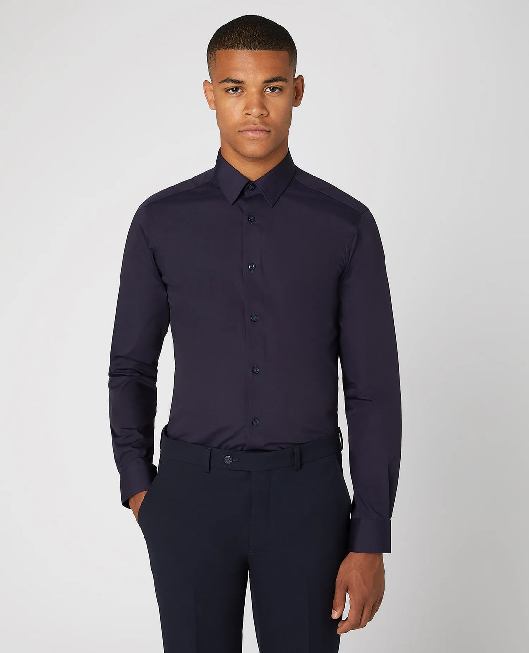 Remus Uomo Long Sleeve Slim Formal Shirt Navy