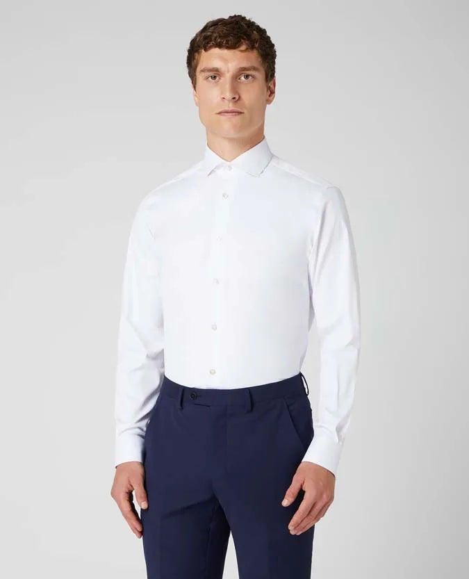 Remus Uomo Long Sleeve Formal Tapered Shirt White