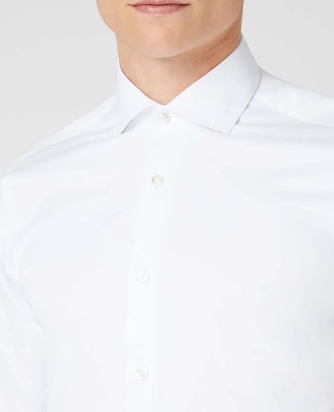 Remus Uomo Long Sleeve Formal Tapered Shirt White