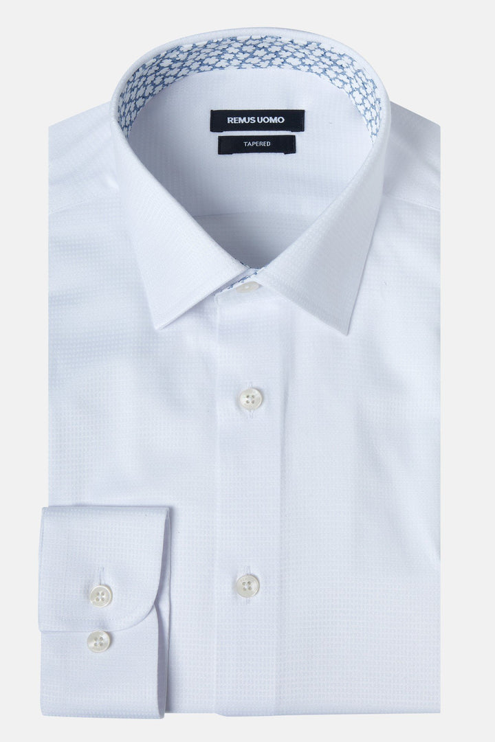 Remus Uomo Long Sleeve Tapered Fit Formal Shirt White
