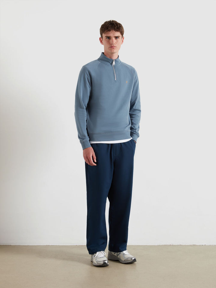Farah Jim 1/4 Zip Sweatshirt Chalk Blue