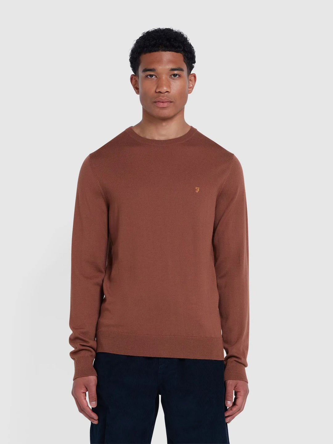 Farah Mullen Crew Neck Sweater Teak