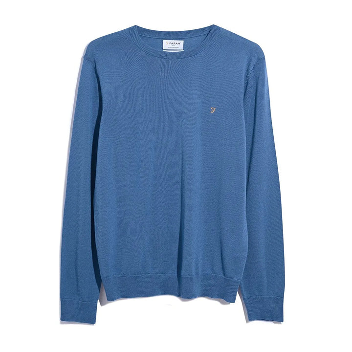 Farah Mullen Crew Neck Sweater Para Blue