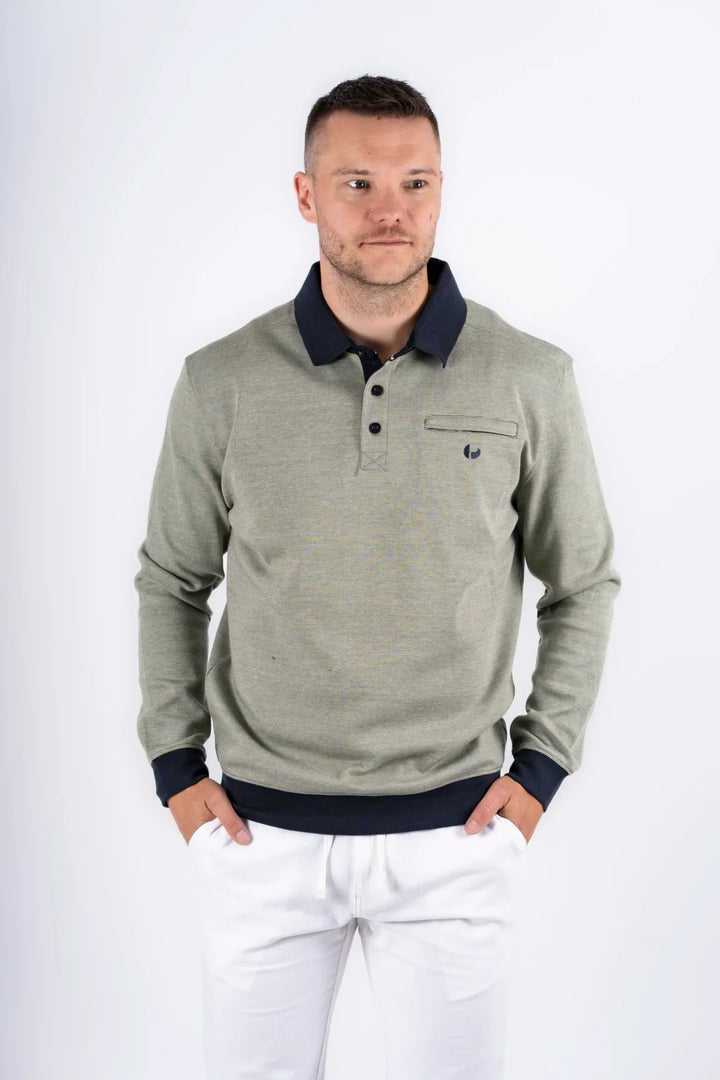 Pre End Rai Long Sleeve Sweat Polo Top Light Green image 0