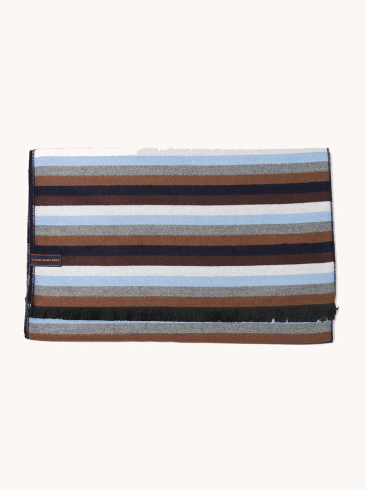 A Fish Named Fred Stripe Scarf Blue