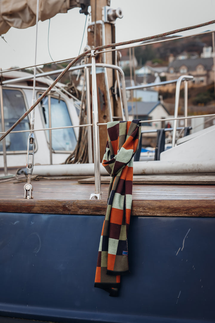 A Fish Named Fred Block Scarf Green