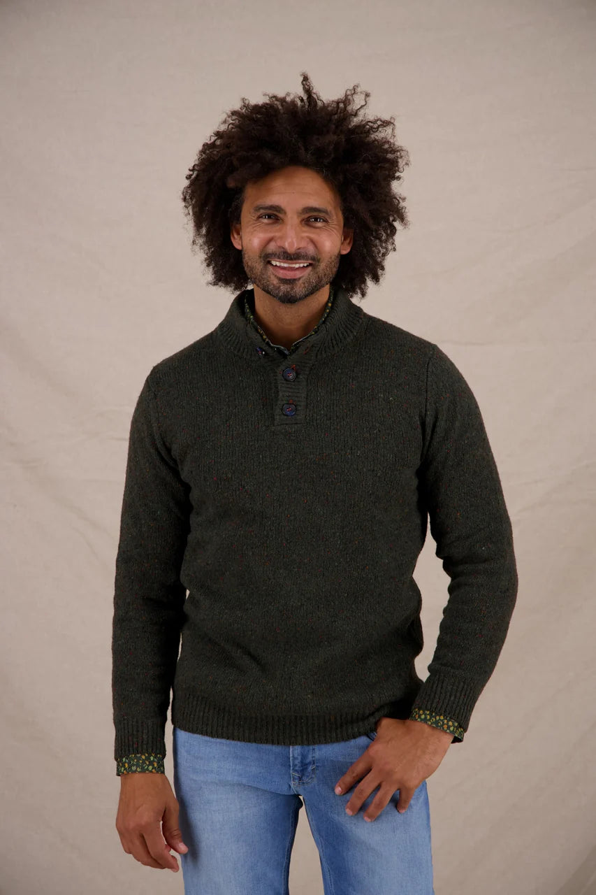 A Fish Named Fred Knitted Jumper Hedge Green