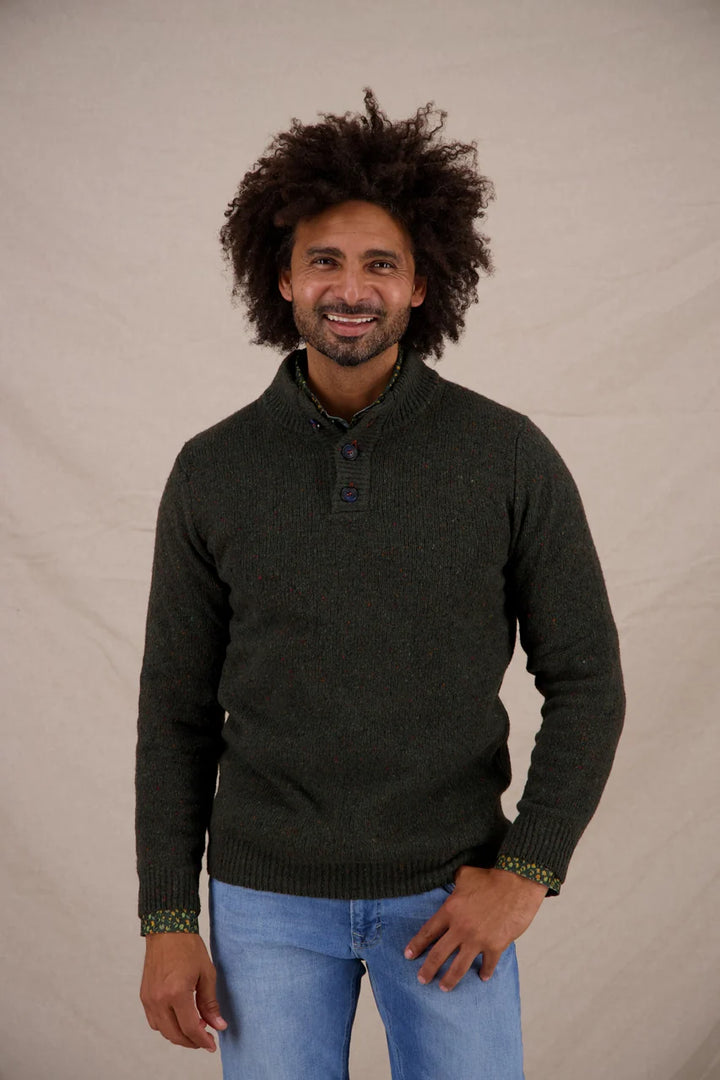 A Fish Named Fred Knitted Jumper Hedge Green