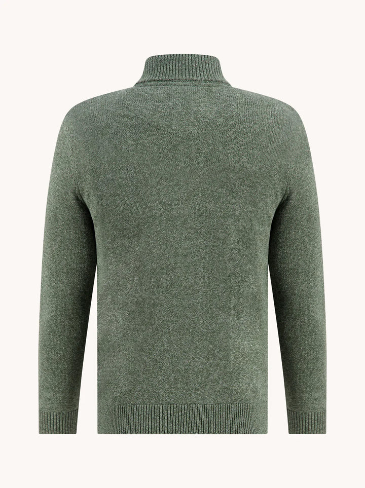 A Fish Named Fred Mock-Zip Melange Dark Green