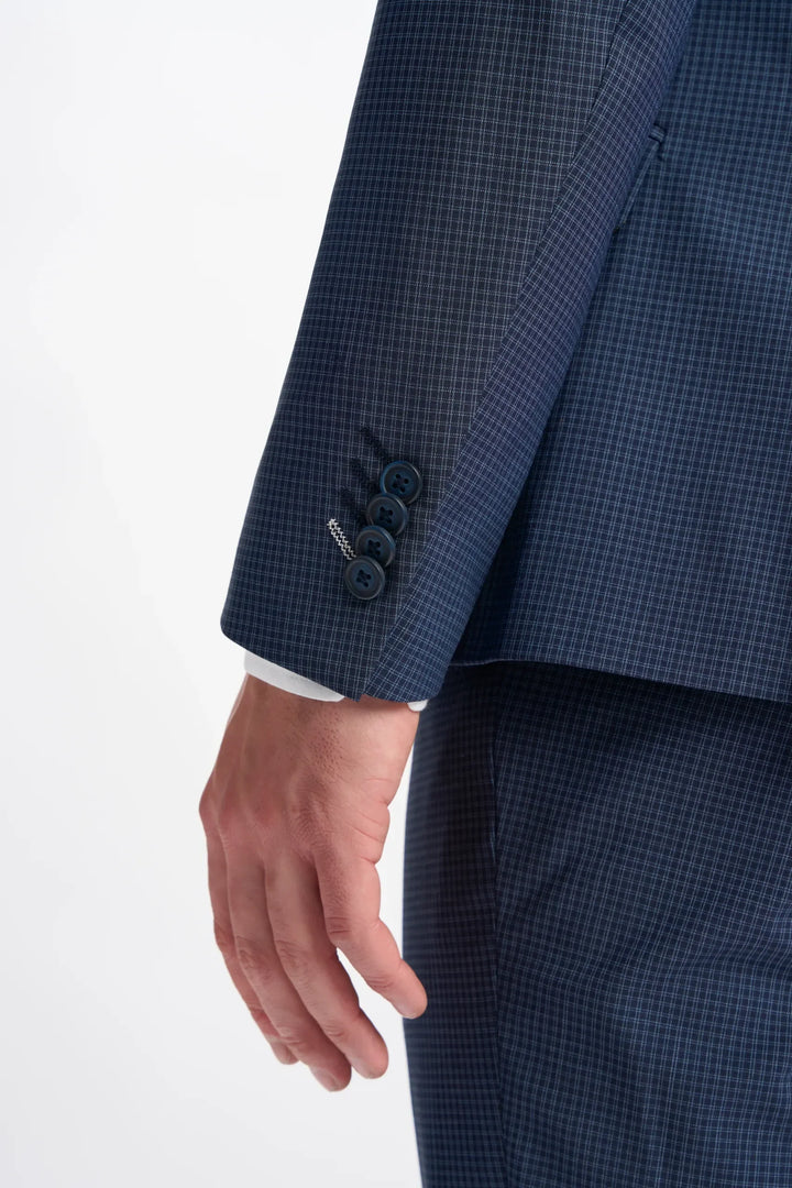 House Of Cavani Bond Navy Check Double Breasted Suit image 7
