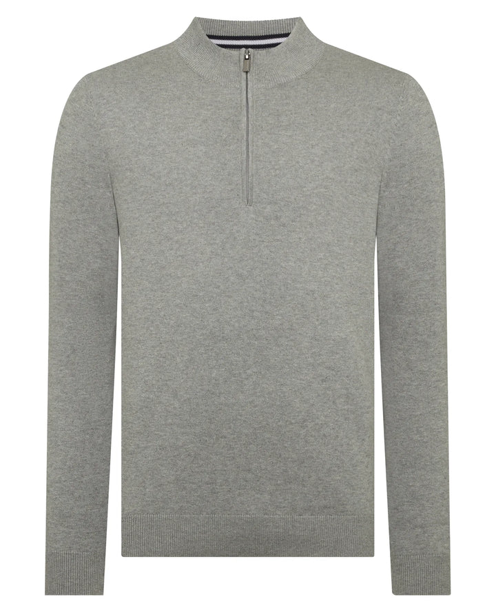 Remus Uomo Cotton 1/4 Zip Light Grey