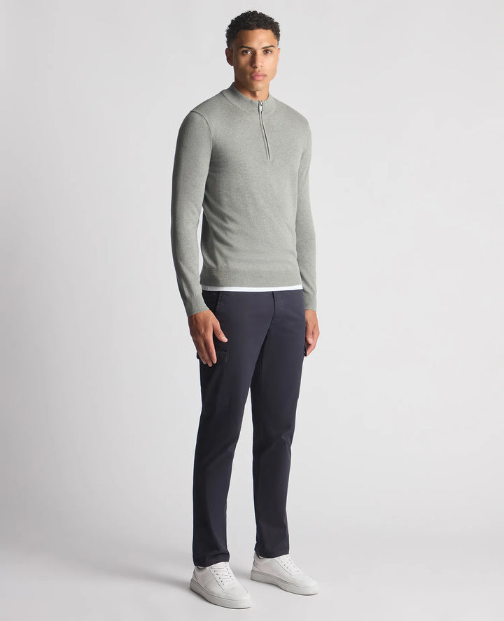 Remus Uomo Cotton 1/4 Zip Light Grey