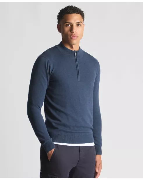 Remus Uomo Half Zip Sweater Indigo Blue