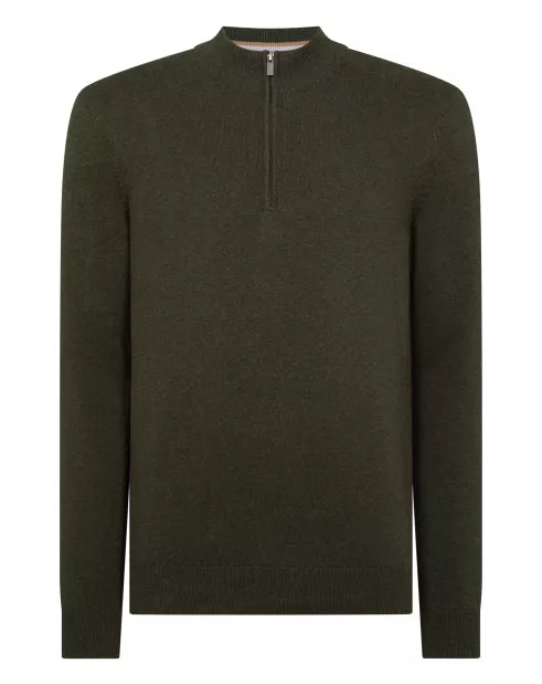Remus Uomo Half Zip Sweater Indigo Green