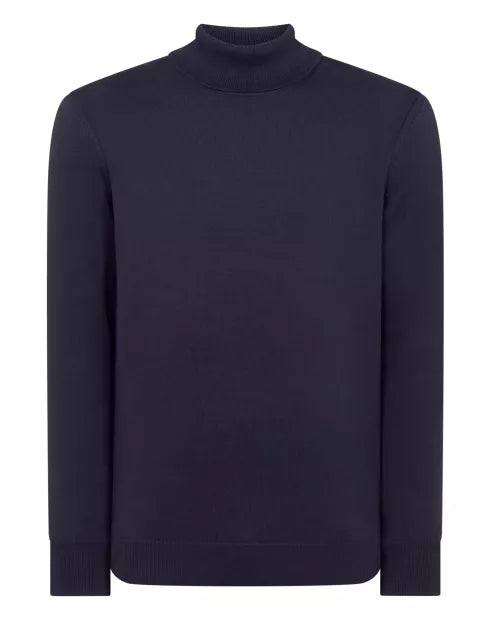 Remus Uomo Dark Blue Long Sleeve Roll Neck Sweater