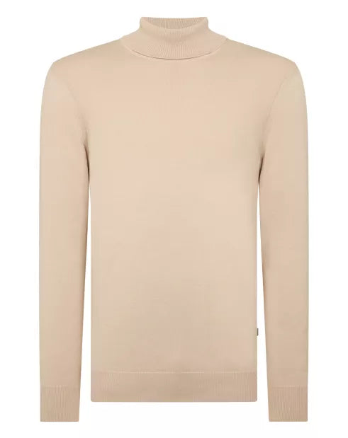 Remus Uomo Stone Long Sleeve Roll Neck Sweater