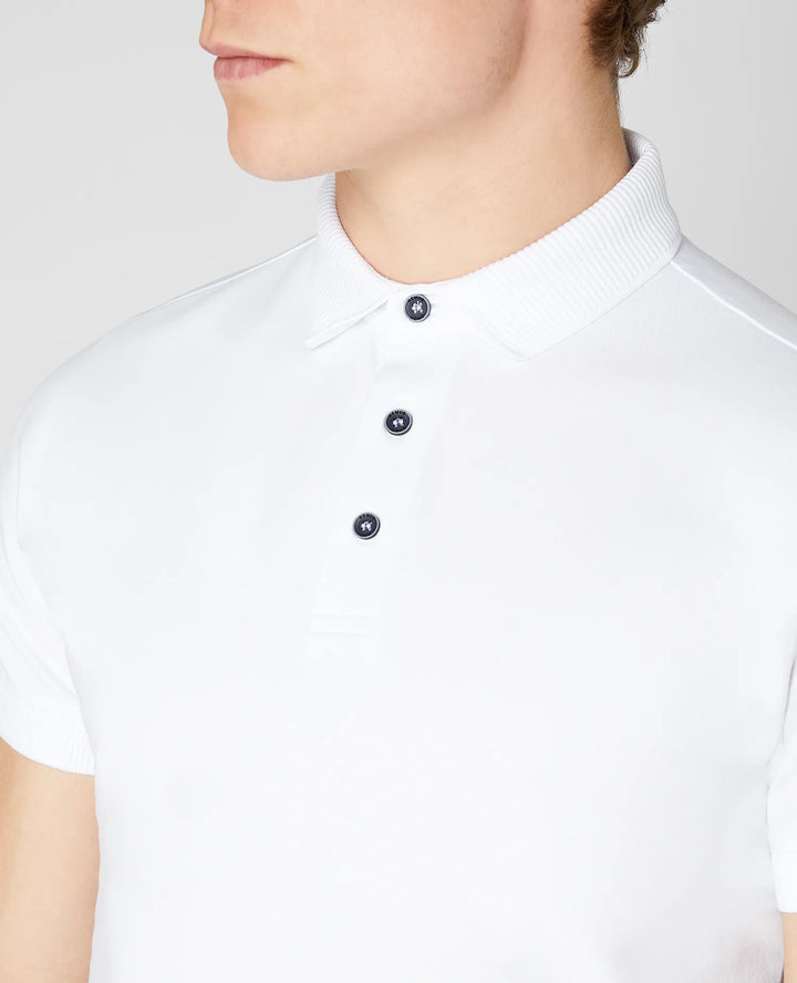 Remus Uomo White Short Sleeve 3 Button Polo Shirt