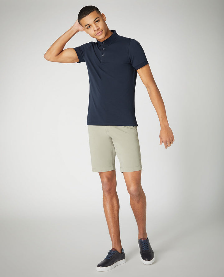 Remus Uomo Short Sleeve 3 Button Polo Shirt Navy