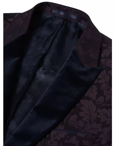 Remus Uomo Floral Dinner Jacket Dark Red
