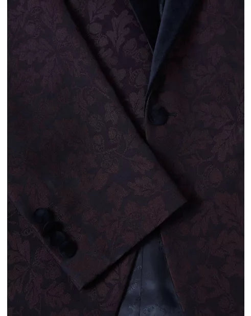 Remus Uomo Floral Dinner Jacket Dark Red