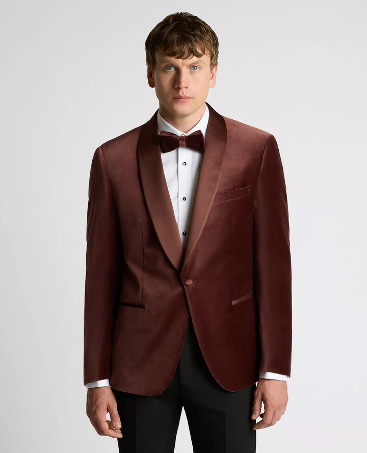 Remus Uomo Black Romeo Velvet Jacket Dark Red