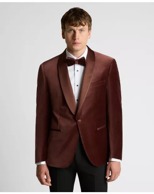 Remus Uomo Black Romeo Velvet Jacket Dark Red