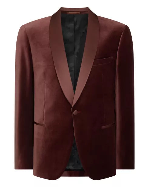 Remus Uomo Black Romeo Velvet Jacket Dark Red