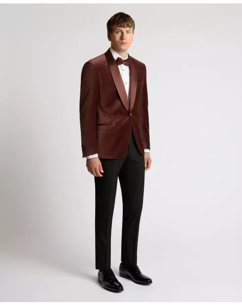 Remus Uomo Black Romeo Velvet Jacket Dark Red
