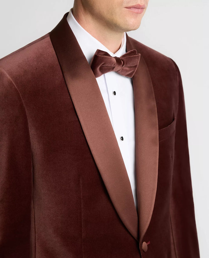 Remus Uomo Black Romeo Velvet Jacket Dark Red