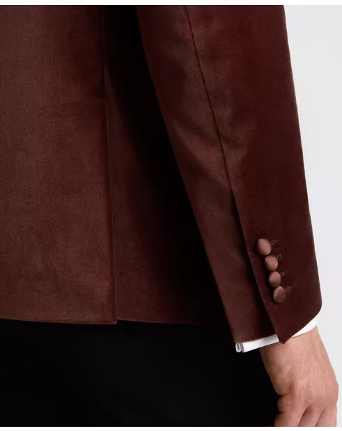 Remus Uomo Black Romeo Velvet Jacket Dark Red