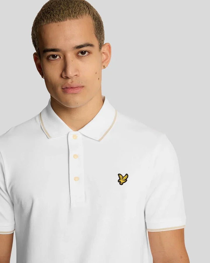 Lyle & Scott Tipped Polo Shirt White/Soft Matcha image 1
